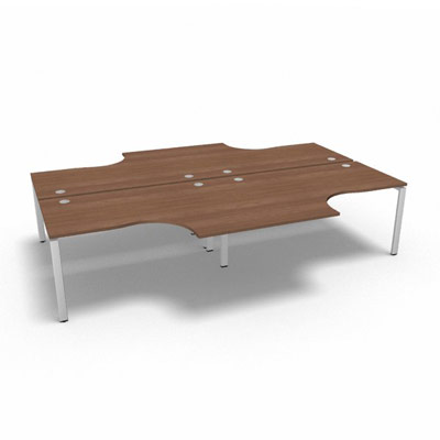 Bench 4 plateaux compact  90 degrs retour 60 cm gamme Conect - noyer ambr - Longueur 320 - Pitement Fixe blanc