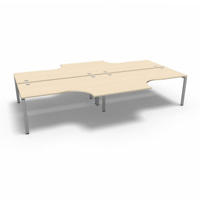 Bench 4 plateaux compact  90 degrs retour 60 cm gamme Conect - rable blanc - Longueur 360 - Pitement Fixe gris aluminium
