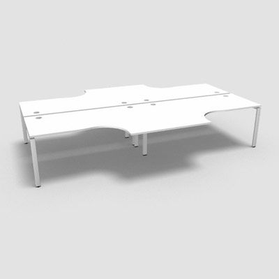 Bench 4 plateaux compact  90 degrs retour 60 cm gamme Conect - blanc neige - Longueur 360 - Pitement Fixe blanc
