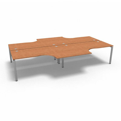 Bench 4 plateaux compact  90 degrs retour 60 cm gamme Conect - pommier de France  - Longueur 360 - Pitement Fixe gris aluminium