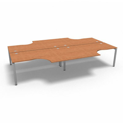 Bench 4 plateaux compact  90 degrs retour 80 cm gamme Conect - pommier de France  - Longueur 360 - Pitement Fixe gris aluminium