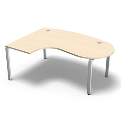 Bureau compact  90 degrs plan convivial gamme Conect - rable blanc - Longueur 180 - Pitement Fixe blanc - Retour gauche