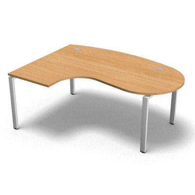 Bureau compact  90 degrs plan convivial gamme Conect - htre saumonn - Longueur 180 - Pitement Fixe blanc - Retour gauche