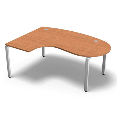Bureau compact  90 degrs plan convivial gamme Conect - pommier de France  - Longueur 180 - Pitement Fixe blanc - Retour gauche