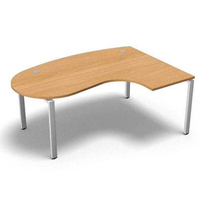 Bureau compact  90 degrs plan convivial gamme Conect - htre saumonn - Longueur 180 - Pitement Fixe blanc - Retour droite