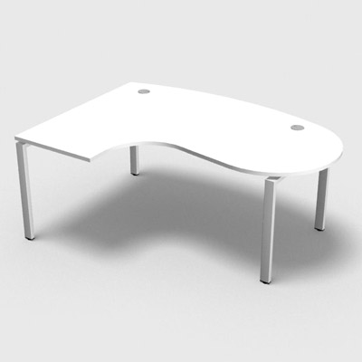 Bureau compact  90 degrs plan convivial gamme Conect - blanc neige - Longueur 180 - Pitement Rglable blanc - Retour gauche