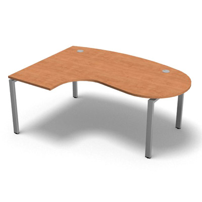 Bureau compact  90 degrs plan convivial gamme Conect - pommier de France  - Longueur 180 - Pitement Rglable gris aluminium - Retour gauche