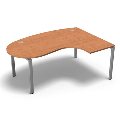 Bureau compact  90 degrs plan convivial gamme Conect - pommier de France  - Longueur 180 - Pitement Rglable gris aluminium - Retour droite