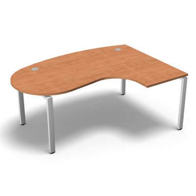 Bureau compact  90 degrs plan convivial gamme Conect - pommier de France  - Longueur 180 - Pitement Rglable blanc - Retour droite