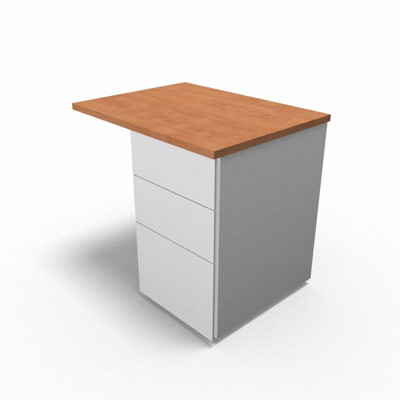 Retour suspendu sur caisson porteur gamme Conect - pommier de France  - Longueur 80 - Pi�tement Fixe blanc