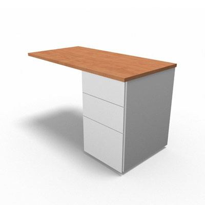 Retour suspendu sur caisson porteur gamme Conect - pommier de France  - Longueur 120 - Pi�tement Fixe blanc