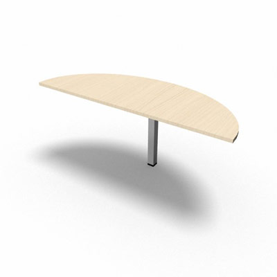 Table demi lune longueur 165 cm gamme Conect - rable blanc - Pitement Fixe gris aluminium