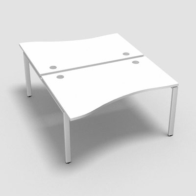 Bench 2 plateaux fixes vague asym�trique gamme Conect - blanc neige - Longueur 140 - Pi�tement Fixe blanc