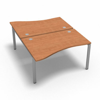 Bench 2 plateaux fixes vague asym�trique gamme Conect - pommier de France  - Longueur 140 - Pi�tement Fixe gris aluminium