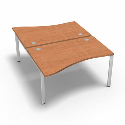 Bench 2 plateaux fixes vague asym�trique gamme Conect - pommier de France  - Longueur 140 - Pi�tement Fixe blanc