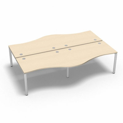 Bench 4 plateaux fixes vague asymtrique gamme Conect - rable blanc - Longueur 280 - Pitement Fixe blanc