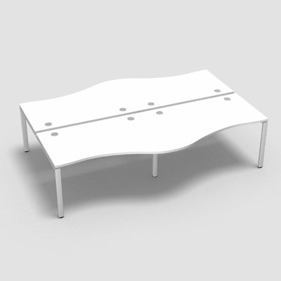 Bench 4 plateaux fixes vague asymtrique gamme Conect - blanc neige - Longueur 280 - Pitement Fixe blanc