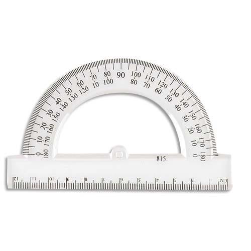 Rapporteur 180 degrs en plastique - longueur 12 cm