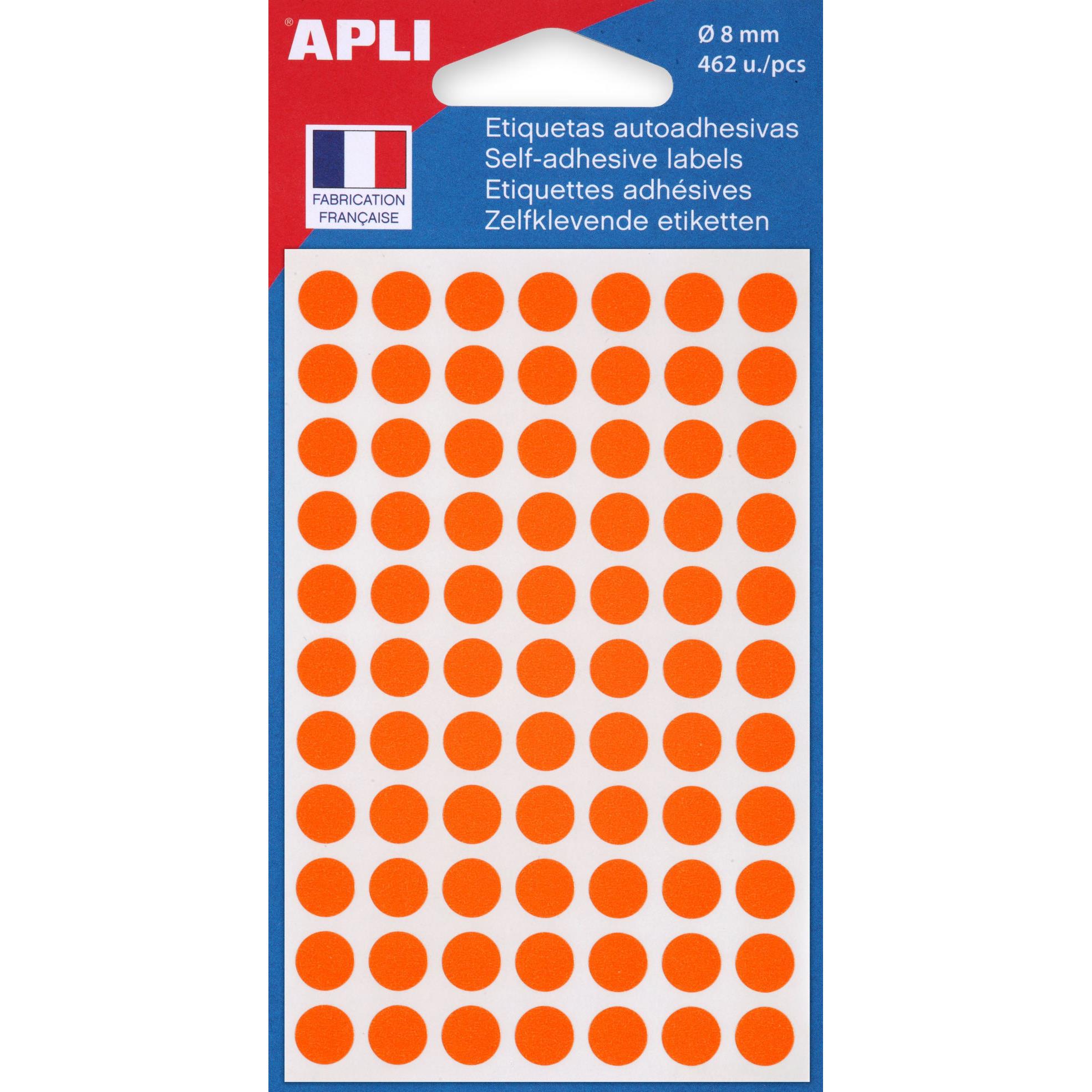 Pastilles adhsives de couleur Agipa o 8 mm - pochette de 462 - coloris orange