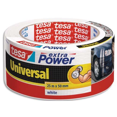 Rouleau de toile adhsive renforce Tesa - 50 mm x 25 m - coloris blanc