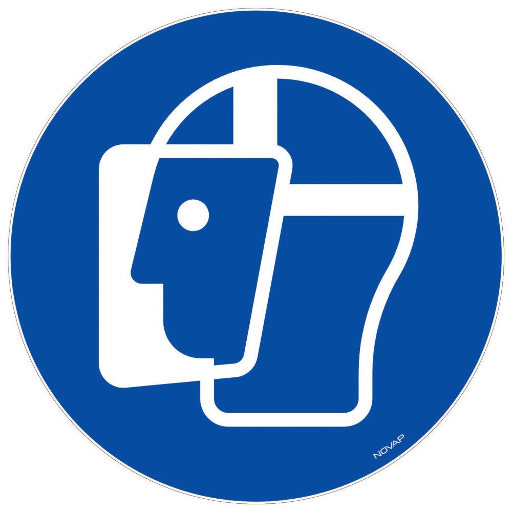 Panneau signalisation vinyle adhsif Visire de protection obligatoire - diam 180 mm