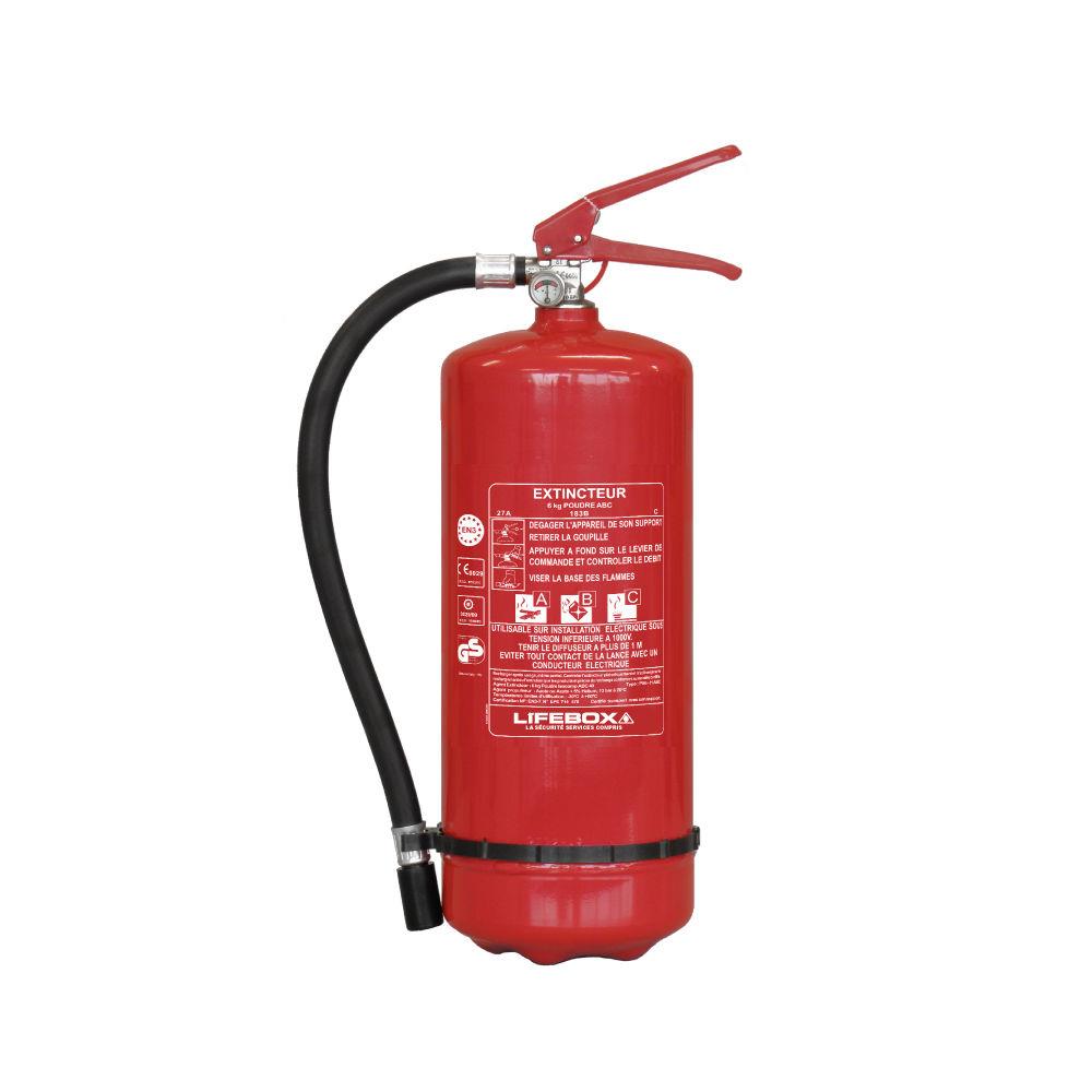 Extincteur  poudre 6Kg Lifebox ABC - pression permanente - avec manomtre