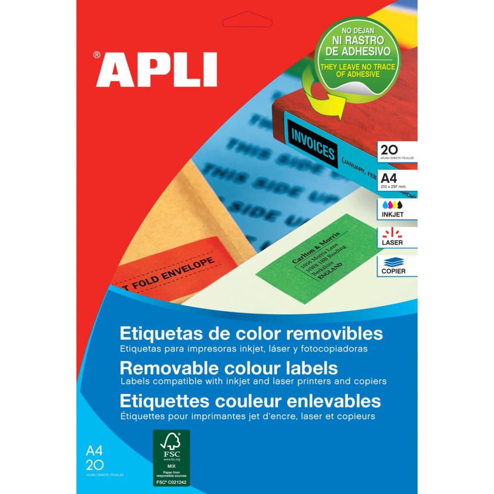 Etiquettes blanches enlevables coins arrondis multi-usage APLI 18309 63,5 x 33,9 mm - Pochette de 480