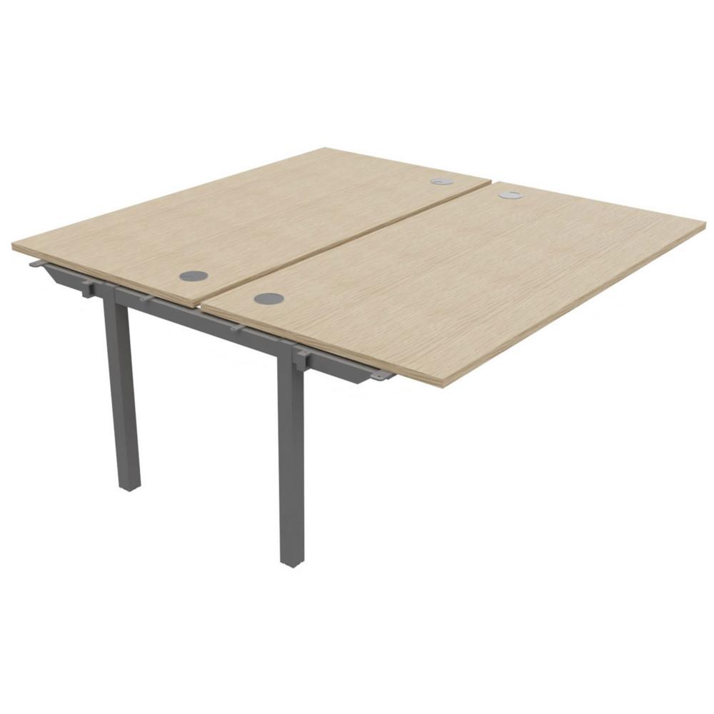 Bureau bench 2 postes Osmose suivant L160 x P163 cm Plateaux Ch�ne Pieds m�tal Aluminium