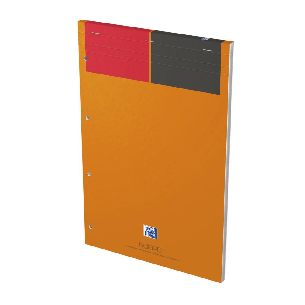 Bloc NOTEPAD Oxford - 21x32 cm - 80 feuilles perfores 4 trous dtachables  -  80g -  lign 6 mm - blanc