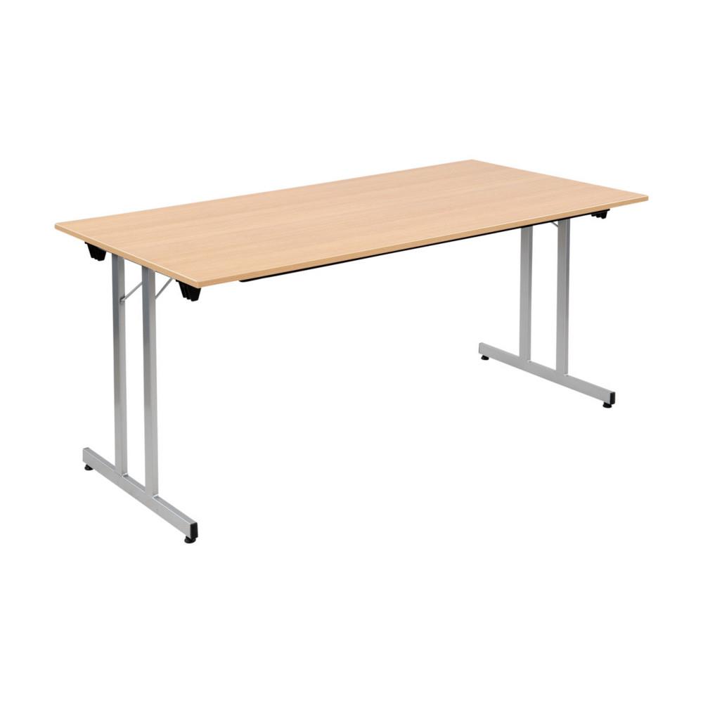Table pliante multiples usages rectangle L 160 x P 80 cm  - Ch�ne pieds Aluminium