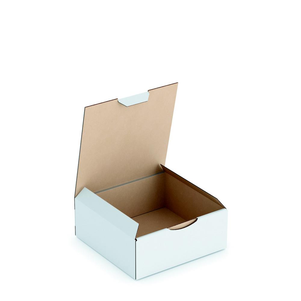 Bote d'expdition blanche RAJA en carton simple cannelure - L.int. 15 x l.15 x H.6 cm - Lot de 50