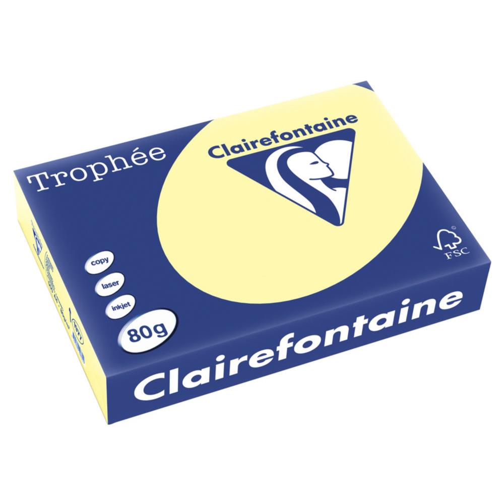 Papier Trophe - jaune canari - teinte pastel - 80 g - A4 - ramette de 500 feuilles