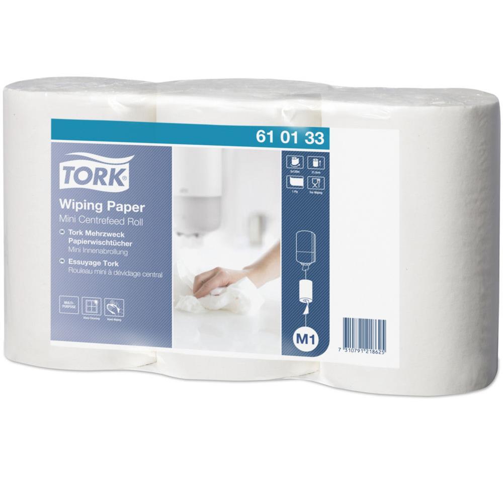 Mini bobine d'essuyage Tork  - 610133 -  dvidage central - 120 m - lot de 3 - pour TORK M3