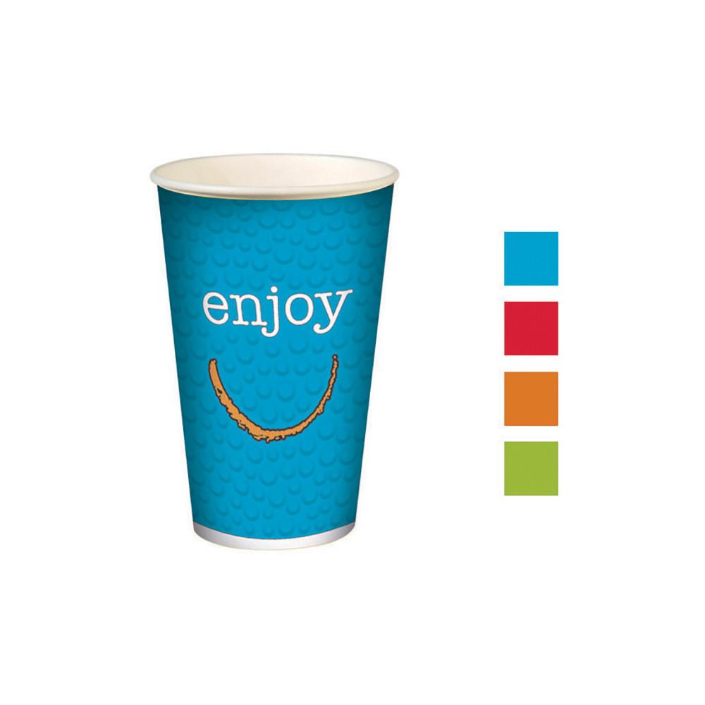 Gobelets pour boissons froides en carton recyclable Huhtamaki Enjoy - 300 ml - couleurs assorties - lot de 100