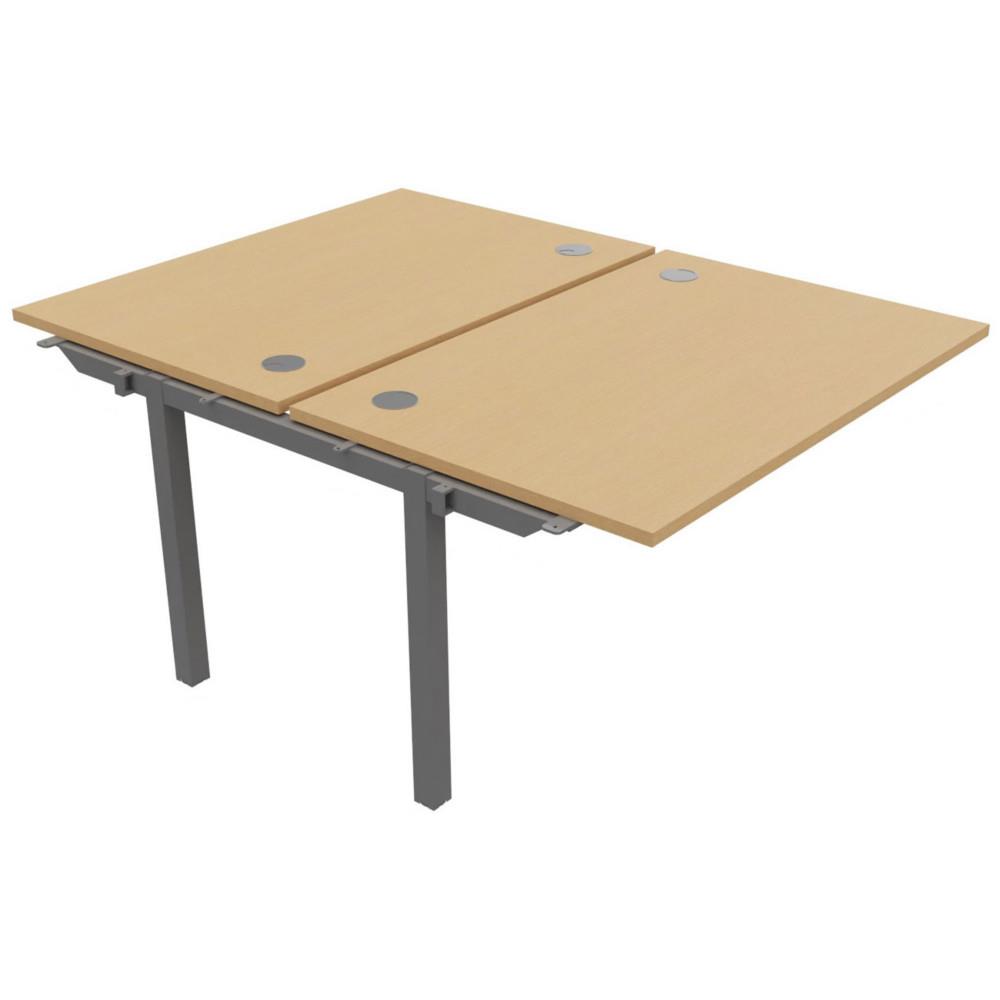 Bureau bench 2 postes Osmose suivant L120 x P163 cm Plateaux Htre Pieds mtal Aluminium