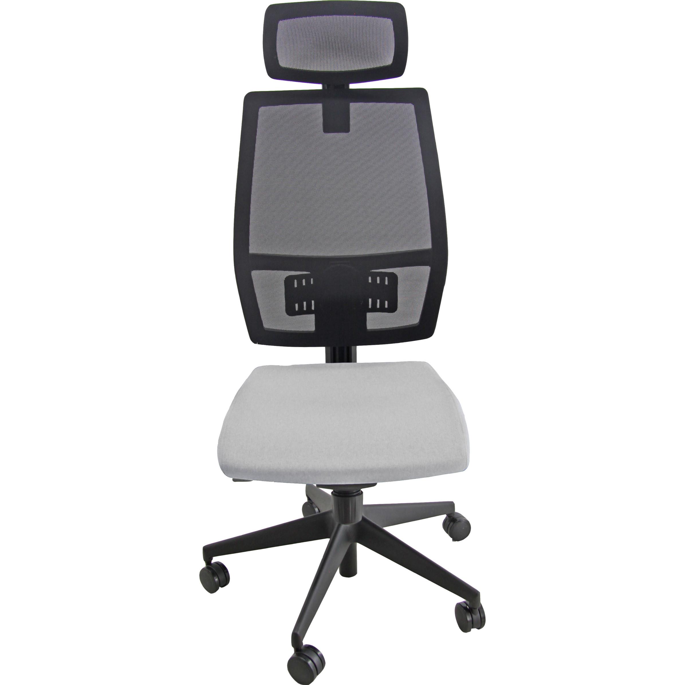 Sige de bureau Sigma avec appui-tte - maille filet , tissu gris