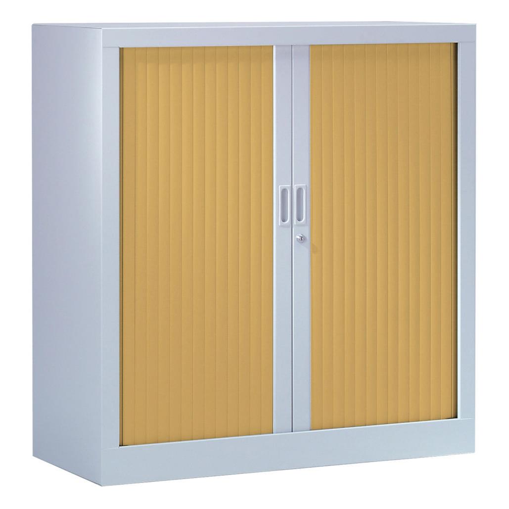 Armoire mtal monobloc Gnric - A rideaux - H. 136 x L. 120 cm - Corps Aluminium - Rideaux Htre