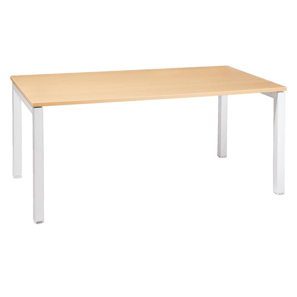 Bureau droit Tempo - L 160 x P 80 cm - plateau h�tre - 4 pieds blancs