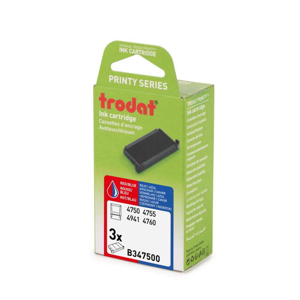 Cassette d'encre Trodat de rechange pour tampon Printy 4750 - Lot de 3 - Bicolore
