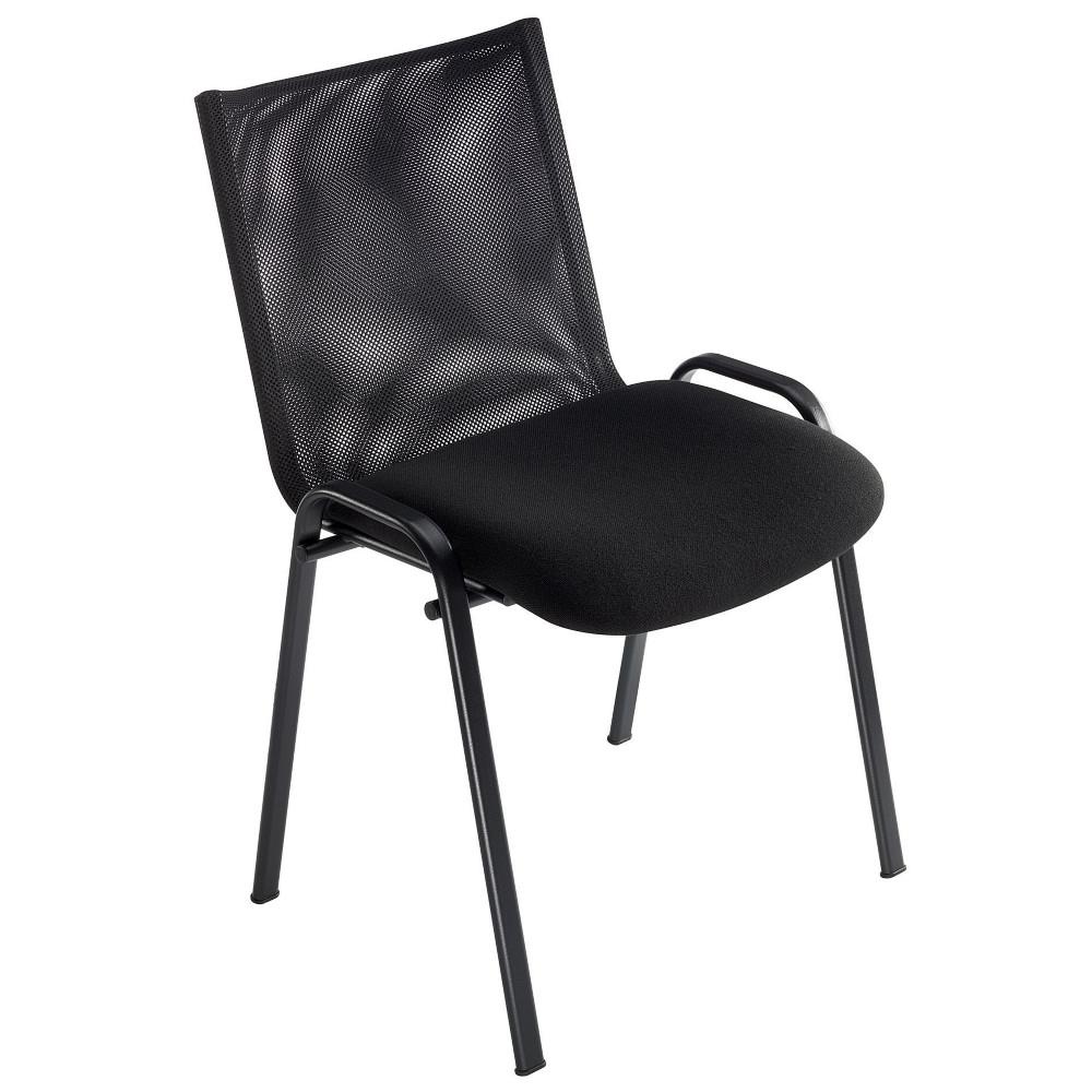 Chaise visiteur Isha - maille filet - noir - pieds mtal
