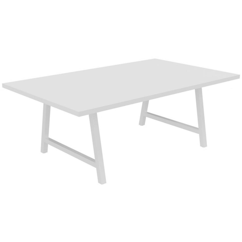 Table de conf�rence Prisme L200 x L100 cm - Blanc pi�tement Blanc
