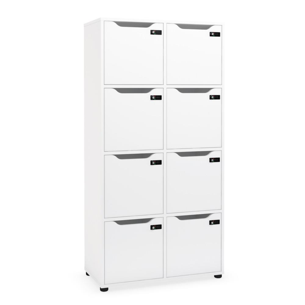 Meuble 8 cases porte  serrure  codes Aenor - H158 x L80 x P40 - Blanc
