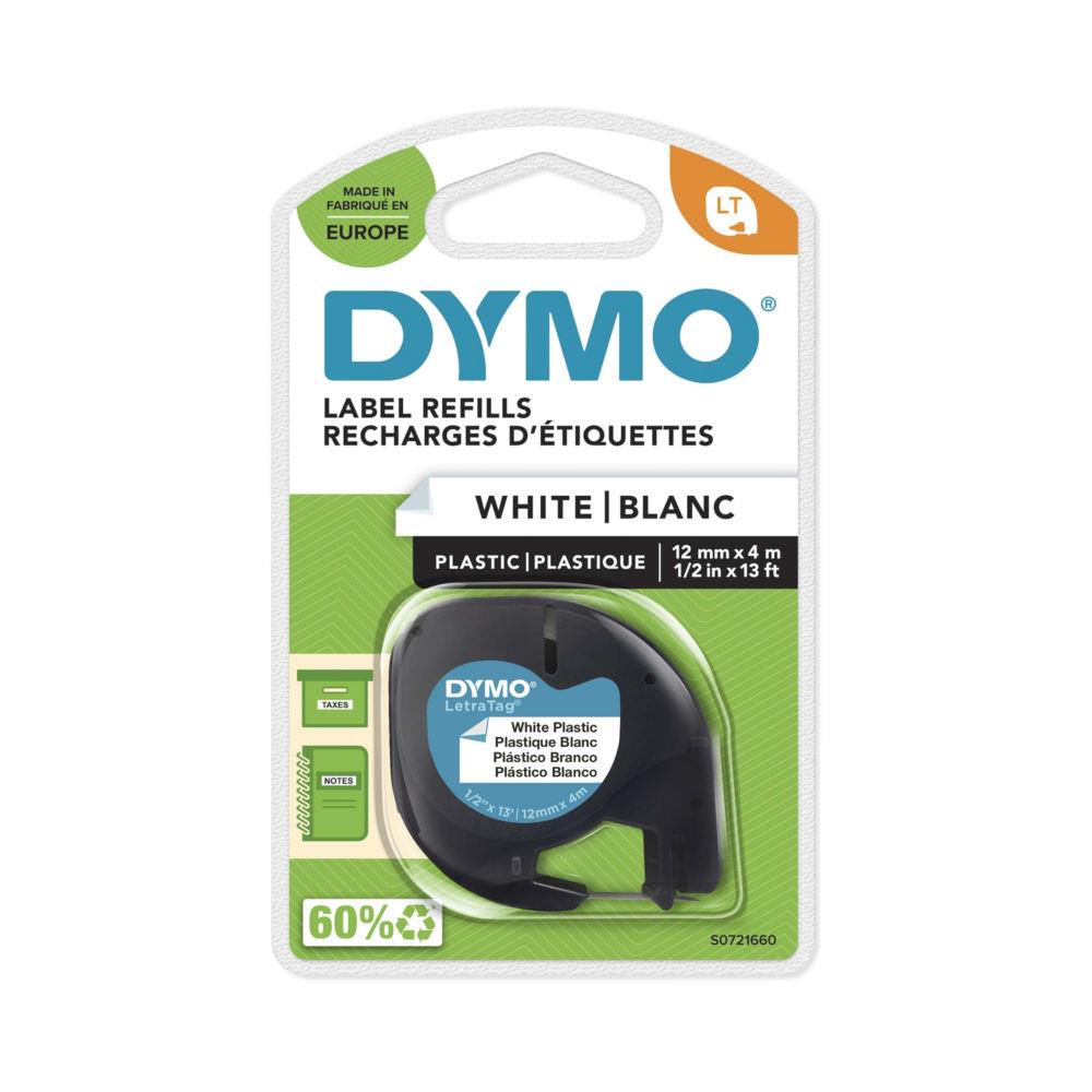 Ruban Letratag LT Dymo - Ruban plastique - noir/blanc - 12 mm x 4 m