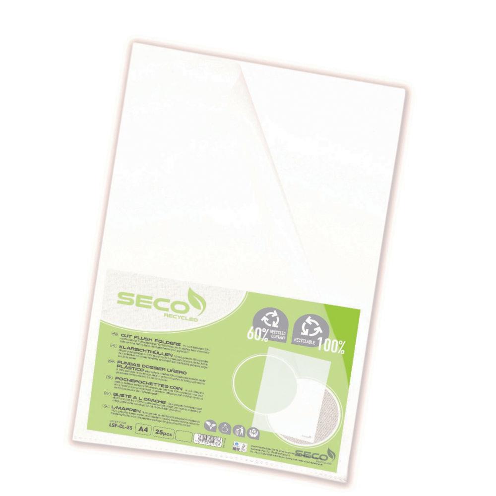 Pochettes coins en polypropylne Seco - A4 - 12/100 - grain - paquet de 25