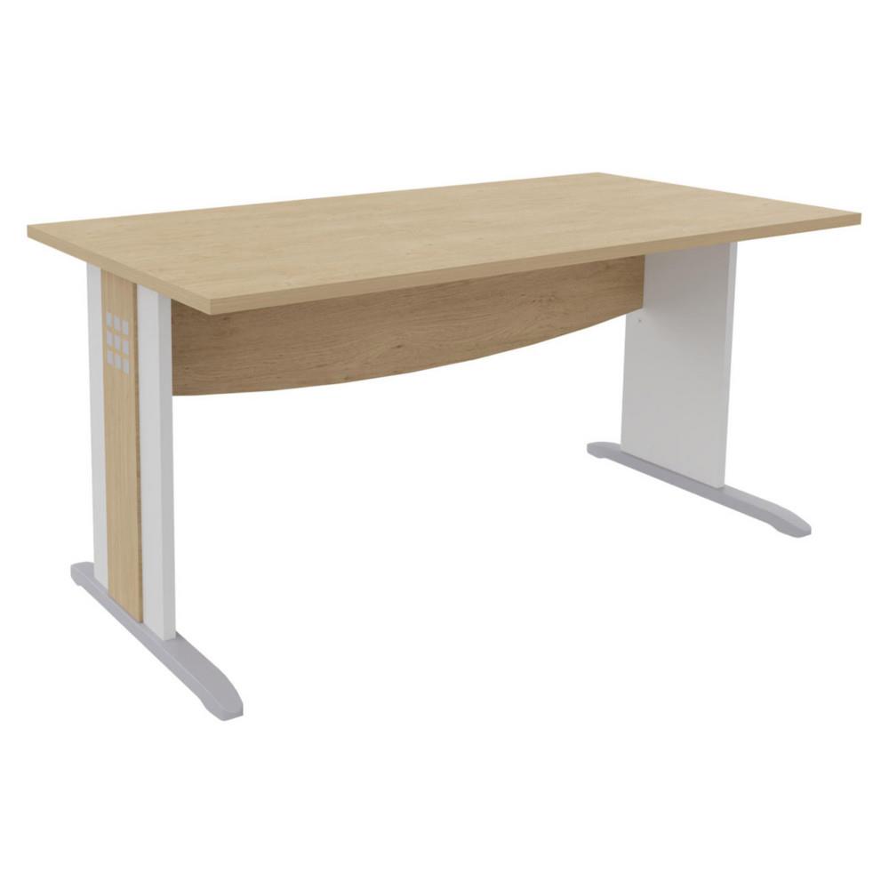 Bureau droit Boreal L 140 x P 80 cm - Plateau Ch�ne - Pieds L Blanc