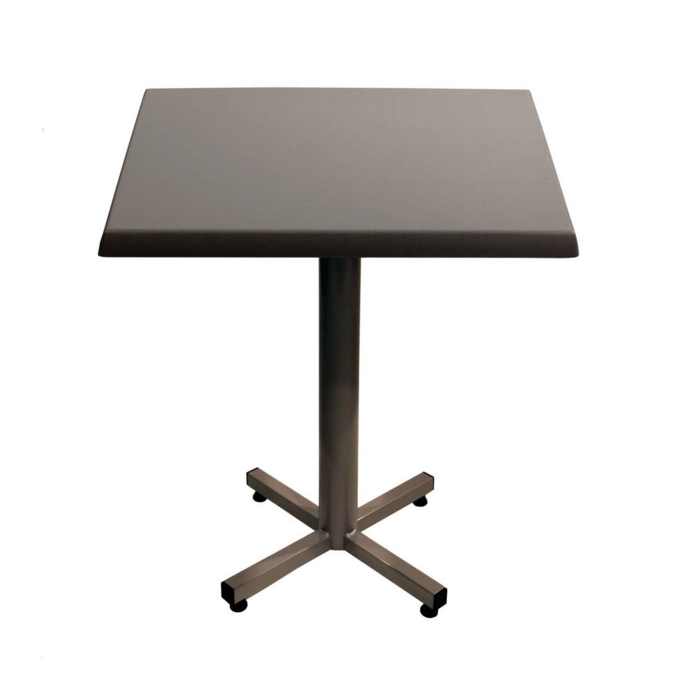 Table Brown plateau carr� 70x70cm Gris - Pied central Aluminium