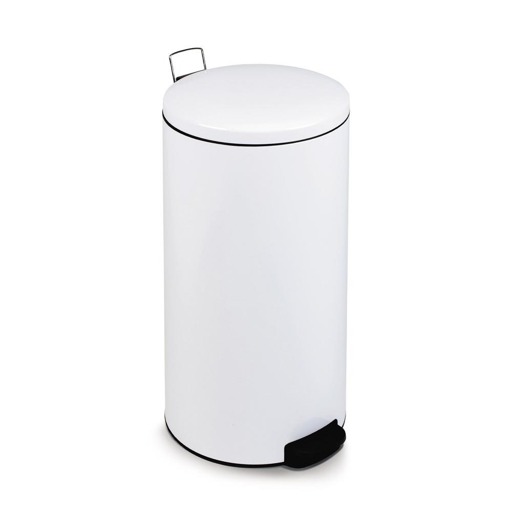 Poubelle  pdale 30 L en acier poxy - Blanc
