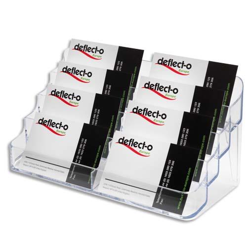 Porte-cartes de visite Deflecto 2x4 compartiments - L20 x H9,9 x P9,2 cm - coloris transparent
