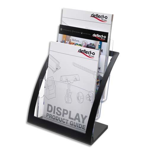 Porte-brochures Deflecto Contemporary - 3 compartiments A4 + porte cartes A4 - L28,9xH34,9xP15,6 cm - transparent