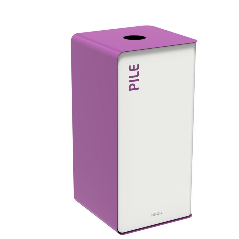 Poubelle de tri slectif Rossignol Cubatri  - pour piles en acier 40l - violet